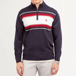 NWT U.S. POLO ASSN. SOFT CHEST STRIPE 1/4 ZIP SWEATER SIZE XXL